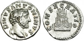 ANTONINO PÍO. Denario. Roma. R/ Pira funeraria. RIC-M438. SB-164b. EBC+/EBC.