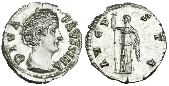 FAUSTINA MADRE, mujer de Antonino Pío. Denario. Roma. R/ Ceres o Vesta a izq. co...