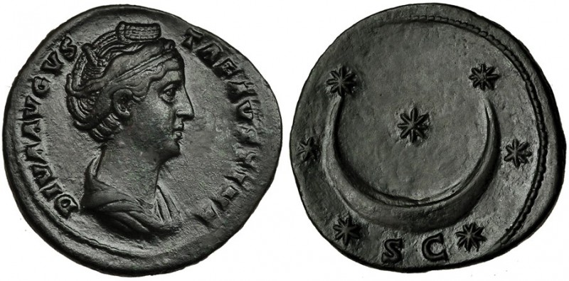 FAUSTINA MADRE, mujer de Antonino Pío. As. Roma. A/ Busto drapeado a der.; DIVA ...