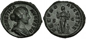 FAUSTINA HIJA, mujer de Marco Aurelio. As. Roma. R/ La Fecundidad llevando en brazos dos niños entre otros dos; FECVND. AVGVSTAE, S.C. RIC-1636. CH-97...