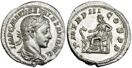 ALEJANDRO SEVERO. Denario. Roma (228-8). R/ La Salud sentada a izq. RIC-42. SB-255. EBC+.