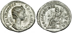 ORBIANA, mujer de Septimio Severo. ORBIANA, mujer de Septimio Severo. Denario. Roma. R/ La Concordia sentada a izq.; CONCORDIA AVGG. RIC-319. SB-1. Po...