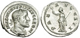 MAXIMINO I. Denario. Roma (235-8). R/ La Paz a izq. RIC-19. SB-37. EBC+.