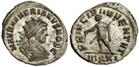 NUMERIANO. Antoniniano. Ticinum. A/ Ley.: M. AVT. NVMERIANVS NOB. C. RIC-444 vte. CH-79 vte. EBC-/MBC+. Muy escasa.