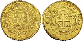 8 escudos. 1705. Sevilla. P. VI-1761. EBC-. Rara.