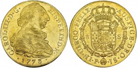 8 escudos. 1773. Popayán. JS. VI-1711. Pequeñas marcas. B.O. EBC/EBC+.