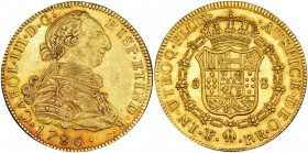 8 escudos. 1780. Potosí. PR. VI-1731. R.B.O. EBC-. Escasa.