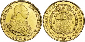 2 escudos. 1806. Madrid. FA. VI-1057. Punzón en el anv. EBC/EBC+.