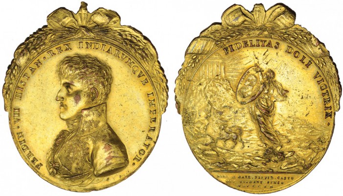 Medalla patriótica del Seminario Tridentino de la ciudad de México. 1809. Bronce...