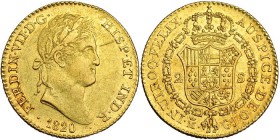 2 escudos. 1820. Madrid. GJ. VI-1343. Rayitas en el anv. R.B.O. MBC+/EBC.
