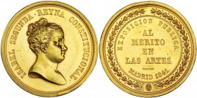 Medalla. Exposición Pública. Al mérito en las Artes. Madrid. 1841. Grabador: M.G.S. AU 67 g. 40mm. Golpes en el canto. EBC+.