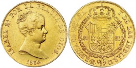 80 reales. 1834. Madrid. CR. VI-592. R.B.O. EBC-.