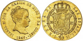 80 reales. 1840. Sevilla. RD. VI-614. R.B.O. EBC-/EBC. Escasa.