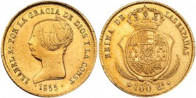 100 reales. 1855. Barcelona. VI-631. EBC-.