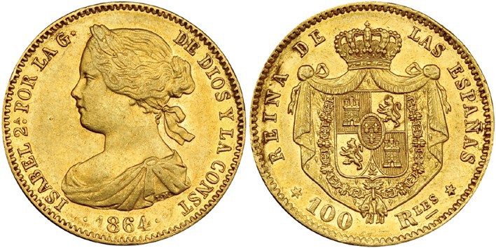 100 reales. 1864. Madrid. VI-651. R.B.O. EBC.