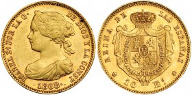 10 escudos. 1868 *18-68. Madrid. VI-668. EBC.