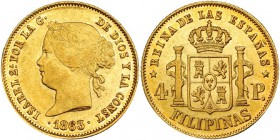 4 pesos. 1863. Manila. VI-688. R.B.O. EBC.