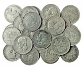 31 monedas de 5 pesetas diferentes. 1870-1899, incluyendo 1879, 1881 y 1899. Calidad media MBC.