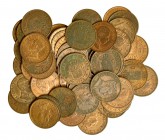 54 monedas de céntimo: 1906 (17), 1912 (36) y 1913 (1). Muchas con brillo original. EBC-/SC.