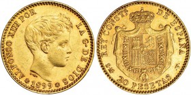 20 pesetas. 1899 *18-99. Madrid. SMV. VII-197. EBC-.