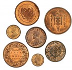 7 monedas de cobre: India (3), Finlandia, Mongolia, Rumania y Uruguay. Todas con B.O. o R.B.O. EBC+/SC.