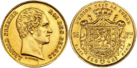 BÉLGICA. 25 francos. 1848. KM-13.1. EBC+. Rara.