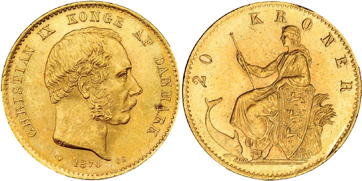 DINAMARCA. 20 coronas. 1876. CS. KM-791.1. SC.
