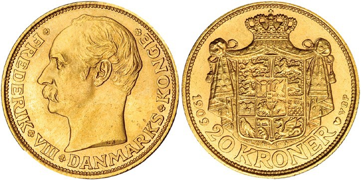 DINAMARCA. 20 coronas. 1909. VBP. KM-810. SC.