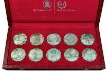 TÚNEZ. Set de 10 monedas de 1 dinar. 1969. KM-292 a 301. Prueba.