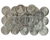 VATICANO. Lote de 32 monedas de 500 liras: Pío XII, Juan XXIII (3), Pablo VI (9), Juan Pablo II (15), Sede Vacante (3) y Año Santo. SC y Prueba.