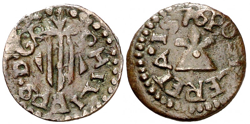 1576 (acuñada 1641). Guerra dels Segadors. Puigcerdà. 1 diner. (Cal. tipo 118, f...