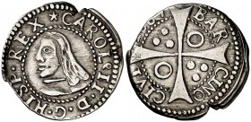 1687. Carlos II. Barcelona. 1 croat. (Cal. 668) (Cru.C.G. 4905). 2,44 g. Grieta en canto. Buen ejemplar. (MBC+).