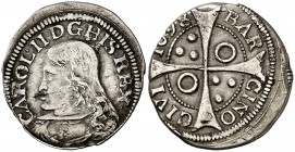 1698. Carlos II. Barcelona. 1 croat. (Cal. 670) (Badia 1152) (Cru.C.G. 4906a). 2,27 g. Escasa. MBC.
