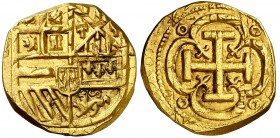1697. Carlos II. Barcelona. 4 escudos. (Cal. 89 var) (Tauler 68 var). 13,37 g. Anverso realizado con un cuño de 8 escudos. Bellísima. Brillo original....