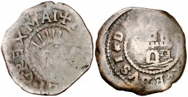 s/d. Carlos II. Eivissa. 1 sou. (Cal. falta) (Cru.C.G. 3712a). 2 g. Felipe IV. Factura tosca. BC+.