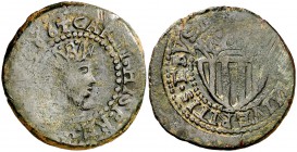 1686. Carlos II. Eivissa. 1 cinquena. (Cal. 882) (Cru.C.G. 3715). 7,30 g. Acuñada bajo Fernando VII. Acuñación floja en parte. MBC-.