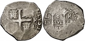 1685. Carlos II. Lima. R. 8 reales. (Cal. 228). 27,23 g. Visible el nombre del rey. Ex Colección Extremadura 29/10/2002, nº 1475. MBC-.