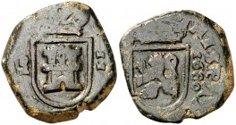 1680. Carlos II. (Madrid). 2 maravedís. (Cal. 898) (J.S. N-75). 5,99 g. El escudo del anverso largo. MBC-.