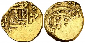 1679. Carlos II. (Madrid). . 1 escudo. (Cal. 183) (Tauler 89, mismo ejemplar). 3,36 g. Sin el escusón de Portugal. Acuñación floja en parte. Ex Áureo ...