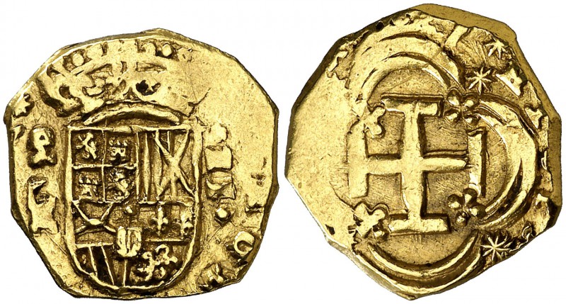 16(8)7. Carlos II. (Madrid). . 2 escudos. Inédita. 6,66 g. Leones y castillos. R...