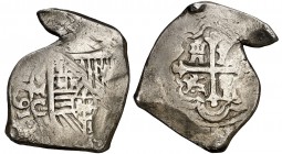 1671. Carlos II. México. G. 8 reales. (Cal. falta) (Kr. 46). 25,17 g. Rayas. Ex Áureo & Calicó 12/03/2009, nº 1120. Muy rara. BC+.