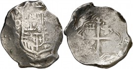 (16)34/3. Felipe IV. México. (D). 8 reales. (Cal. tipo 94, falta rectificación) (Kr. 45, falta rectificación). 27,85 g. Rara. BC+.
