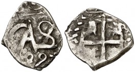 1699. Carlos II. Potosí. 1/2 real. (Cal. 850). 1,13 g. Fecha de tres dígitos en anverso. MBC-.