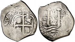 1667. Carlos II. Potosí. E. 1 real. (Cal. 703). 3,76 g. Doble fecha, una en leyenda con los cuatro dígitos legibles y triple ensayador. Limpiada. Ex Á...