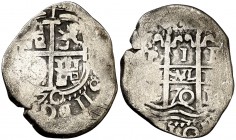 1670. Carlos II. Potosí. E. 1 real. (Cal. 706). 2,58 g. Doble fecha y doble ensayador. MBC-.