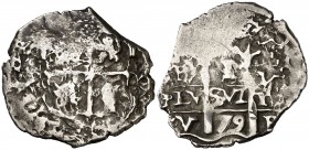 1679. Carlos II. Potosí. V. 1 real. (Cal. 717). 3,01 g. Doble ensayador. Ex Colección Virrey Toledo 24/04/2007, nº 449. Escasa. MBC-/MBC.