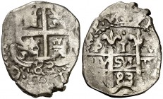 1683. Carlos II. Potosí. V. 1 real. (Cal. 721). 2,90 g. Doble fecha. Ex Colección de 1 real 05/03/2003, nº 1860. MBC.