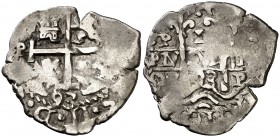 1693. Carlos II. Potosí. . 1 real. (Cal. 732). 2,34 g. Doble fecha. Visible el ordinal del rey. MBC.