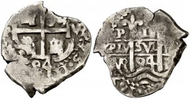1694. Carlos II. Potosí. . 1 real. (Cal. 733). 2,90 g. Triple fecha, una parcial y doble ensayador. MBC.