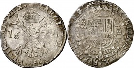 1672. Carlos II. Bruselas. 1 patagón. (Vti. 411) (Vanhoudt 698.BS) (Van Gelder & Hoc 350-2a). 27,84 g. MBC.